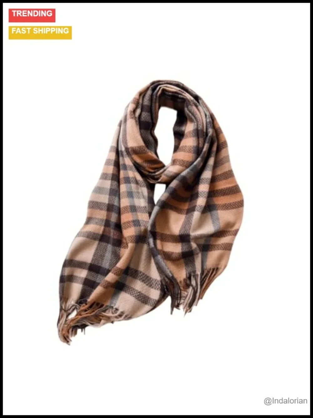 Super Soft Cashmere Feel Plaid Fringe Shawl Wrap Scarf